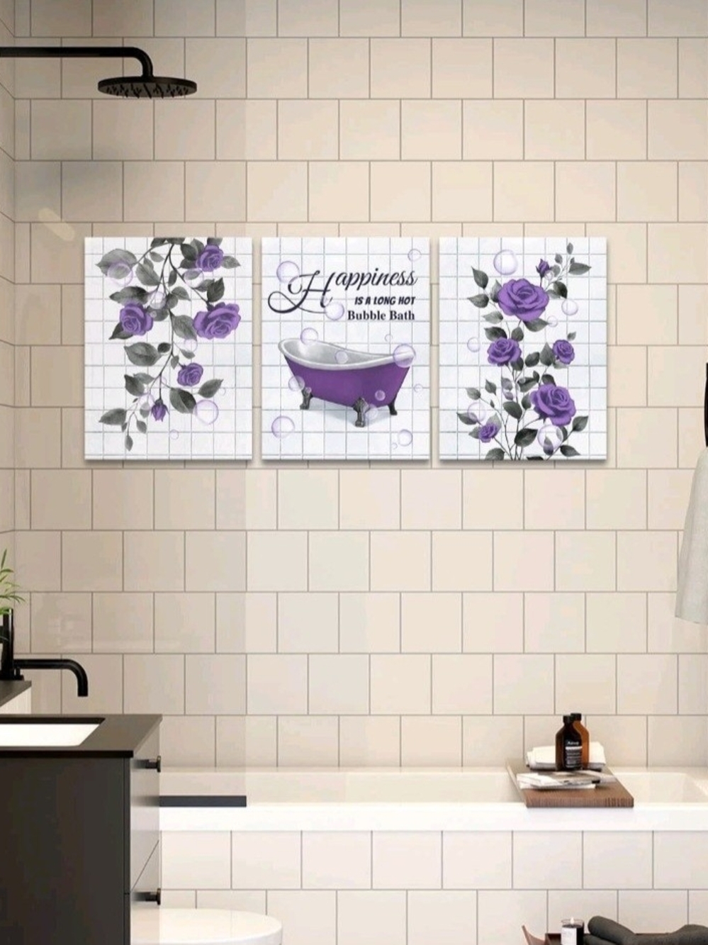 Source Unknown Purple Clawfoot Tub Shower Curtain Panel